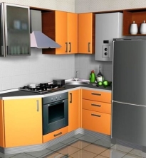 Eckküche, Küchenecke, Eckküche im Inneren eines modernen Hauses