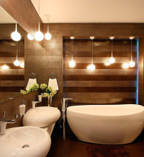 Варианты освещение ванной комнаты: освещение потолка, зеркала, точечное освещение, настенное освещение. Монтаж освещения ванной комнаты своими руками.